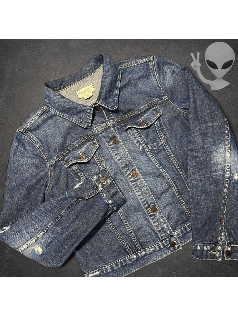 Ralph Lauren Denim Jacket Womens S Distressed Trucker
